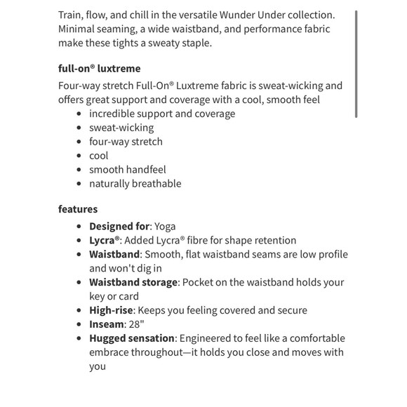 Like New! Lululemon Wunder Under High Rise Leggings Size 4 ‎ Luxtreme - Picture 6 of 6